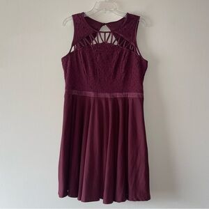 Chord Maroon Lace Sleeveless A Line Zip Up Women’s 13 Dress